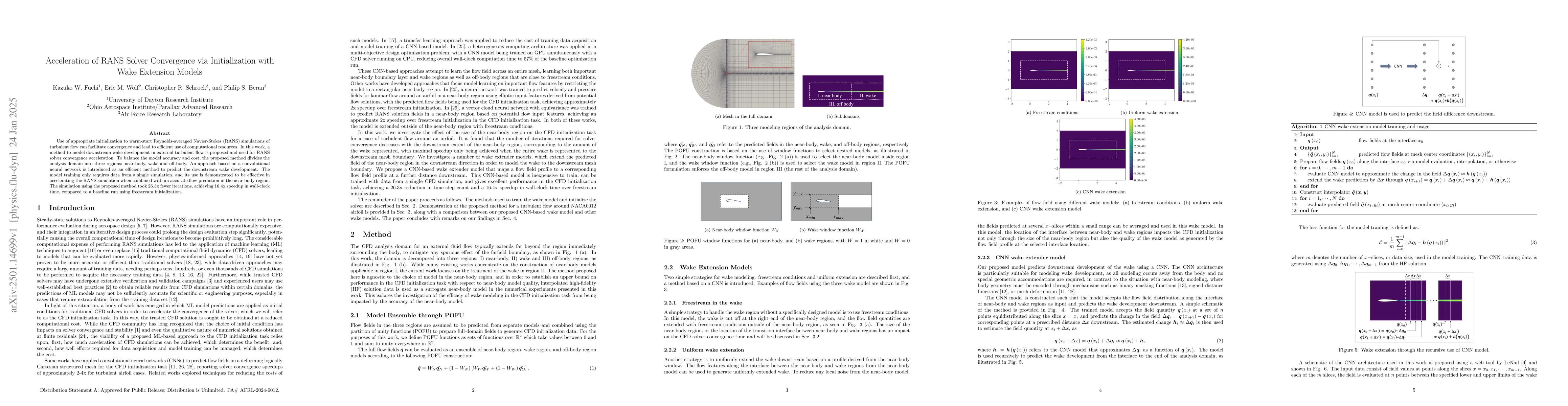 Thumbnail for Acceleration of RANS Solver Convergence via Initialization with Wake
  Extension Models
