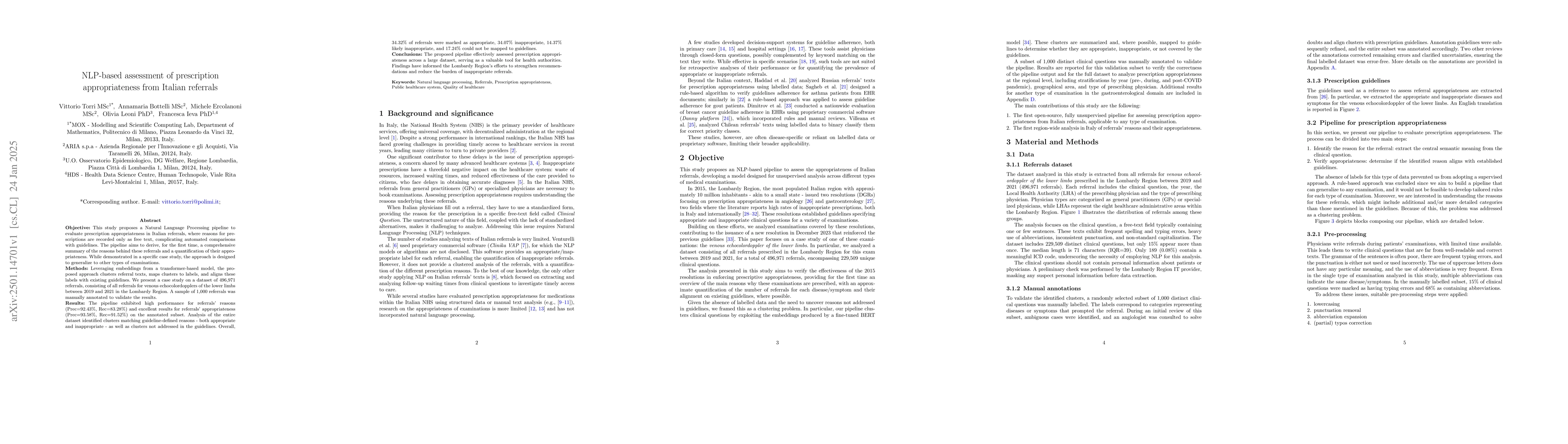 Thumbnail for NLP-based assessment of prescription appropriateness from Italian
  referrals