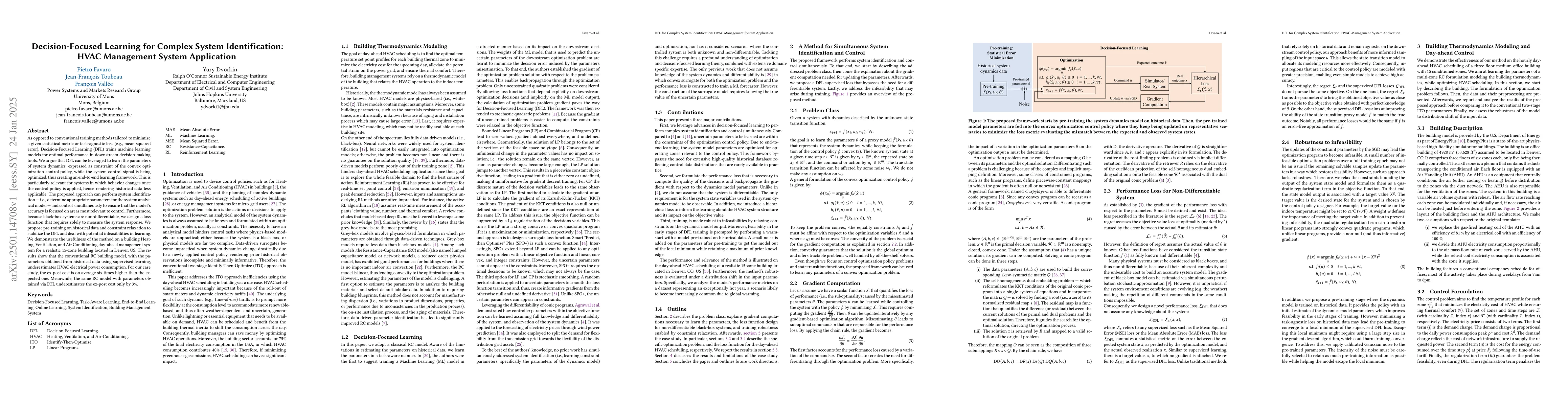 Thumbnail for Decision-Focused Learning for Complex System Identification: HVAC
  Management System Application