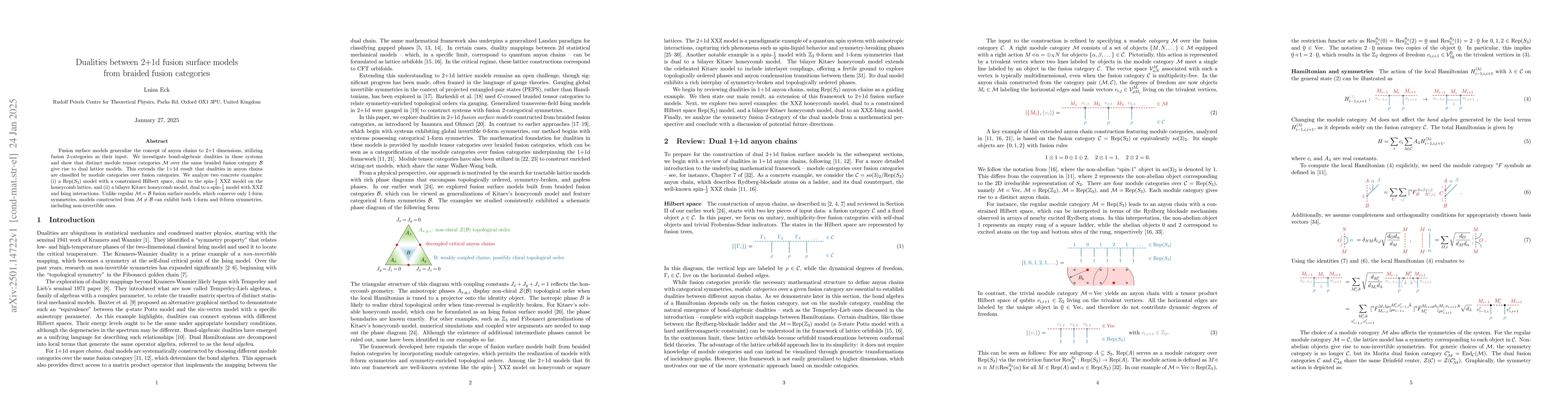 Thumbnail for Dualities between 2+1d fusion surface models from braided fusion
  categories