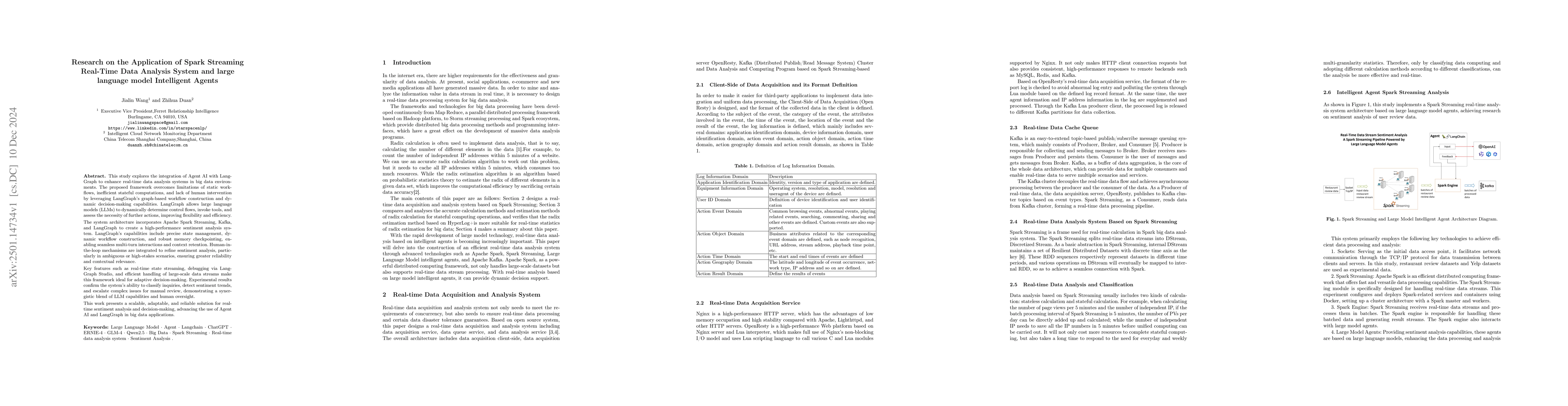 Thumbnail for Research on the Application of Spark Streaming Real-Time Data Analysis
  System and large language model Intelligent Agents