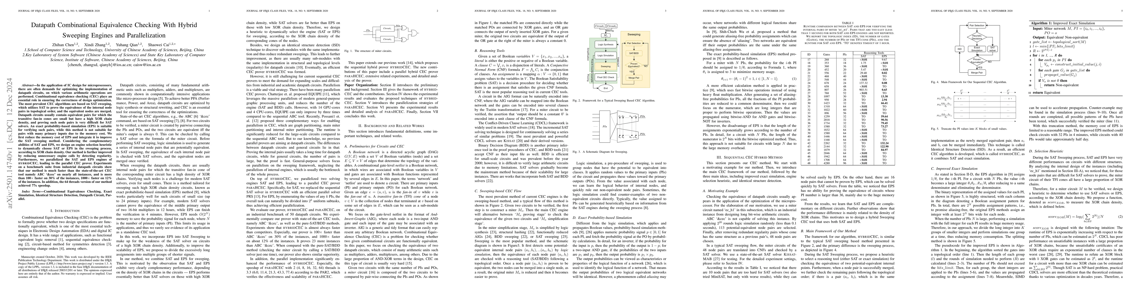 Thumbnail for Datapath Combinational Equivalence Checking With Hybrid Sweeping Engines
  and Parallelization