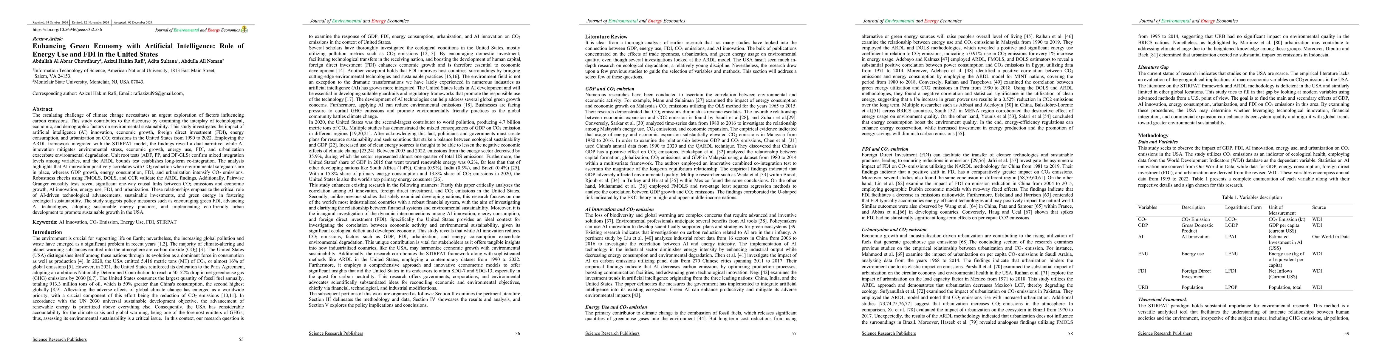 Thumbnail for Enhancing Green Economy with Artificial Intelligence: Role of Energy Use
  and FDI in the United States