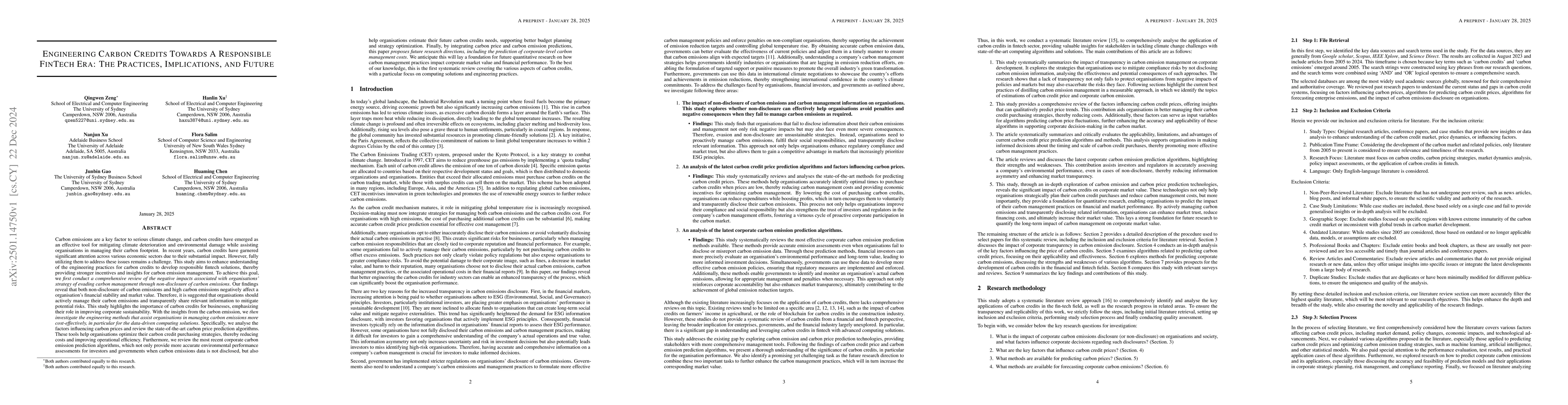 Thumbnail for Engineering Carbon Credits Towards A Responsible FinTech Era: The
  Practices, Implications, and Future
