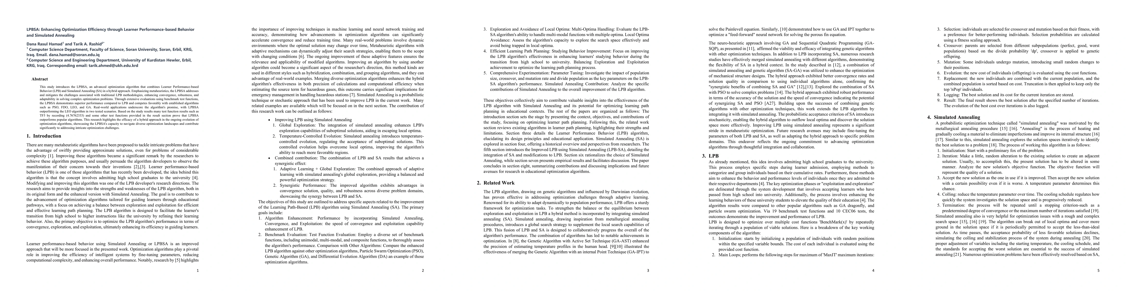 Thumbnail for LPBSA: Enhancing Optimization Efficiency through Learner
  Performance-based Behavior and Simulated Annealing