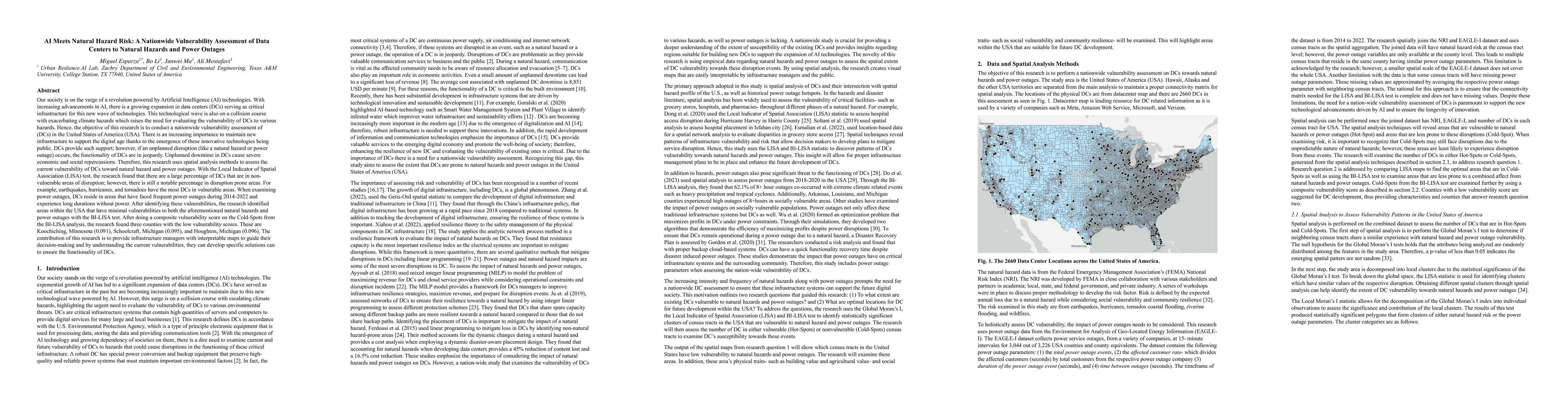 Thumbnail for AI Meets Natural Hazard Risk: A Nationwide Vulnerability Assessment of
  Data Centers to Natural Hazards and Power Outages
