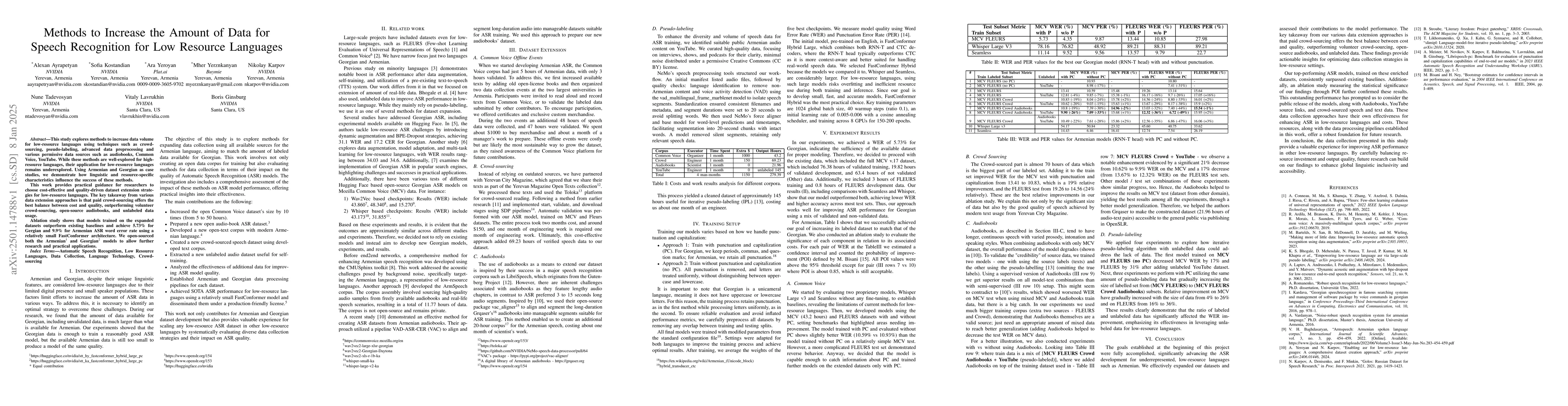 Thumbnail for Methods to Increase the Amount of Data for Speech Recognition for Low
  Resource Languages