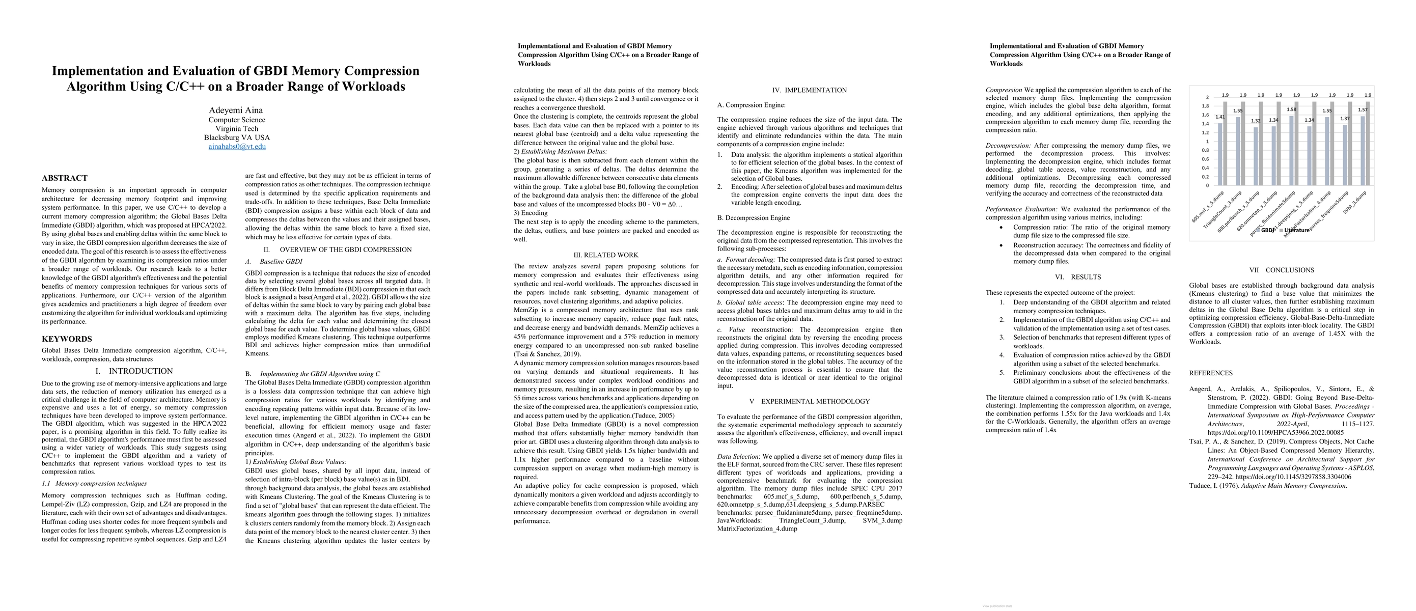 Thumbnail for Implementation and Evaluation of GBDI Memory Compression Algorithm Using
  C/C++ on a Broader Range of Workloads