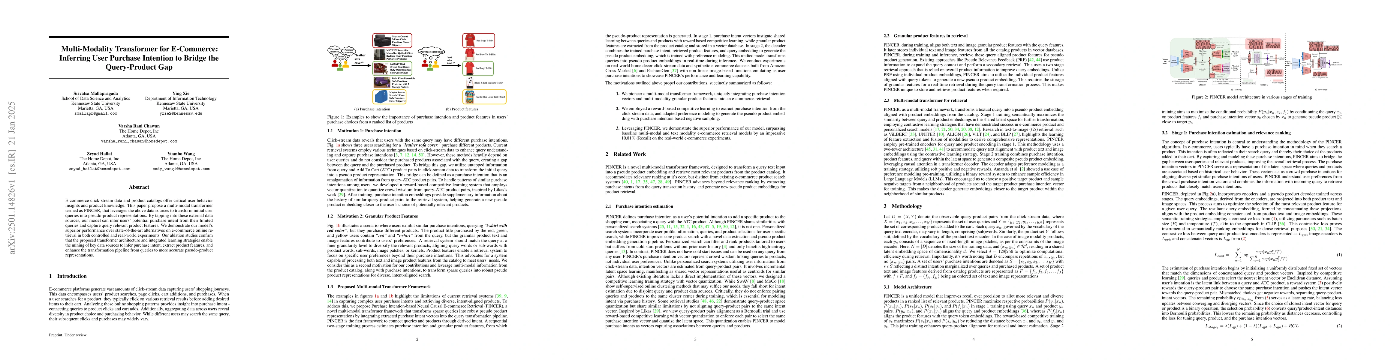 Thumbnail for Multi-Modality Transformer for E-Commerce: Inferring User Purchase
  Intention to Bridge the Query-Product Gap