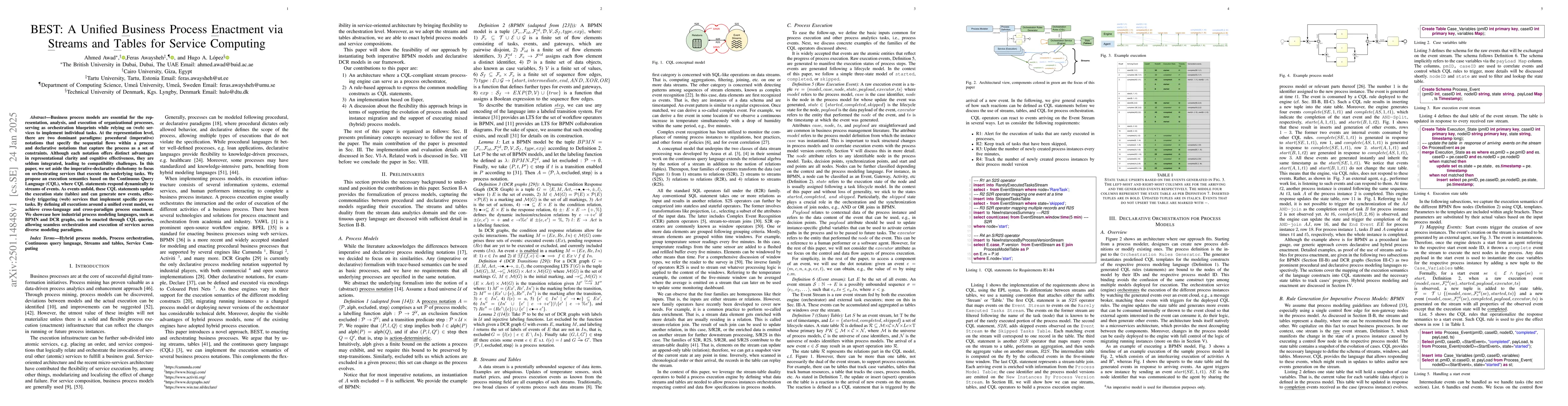 Thumbnail for BEST: A Unified Business Process Enactment via Streams and Tables for
  Service Computing