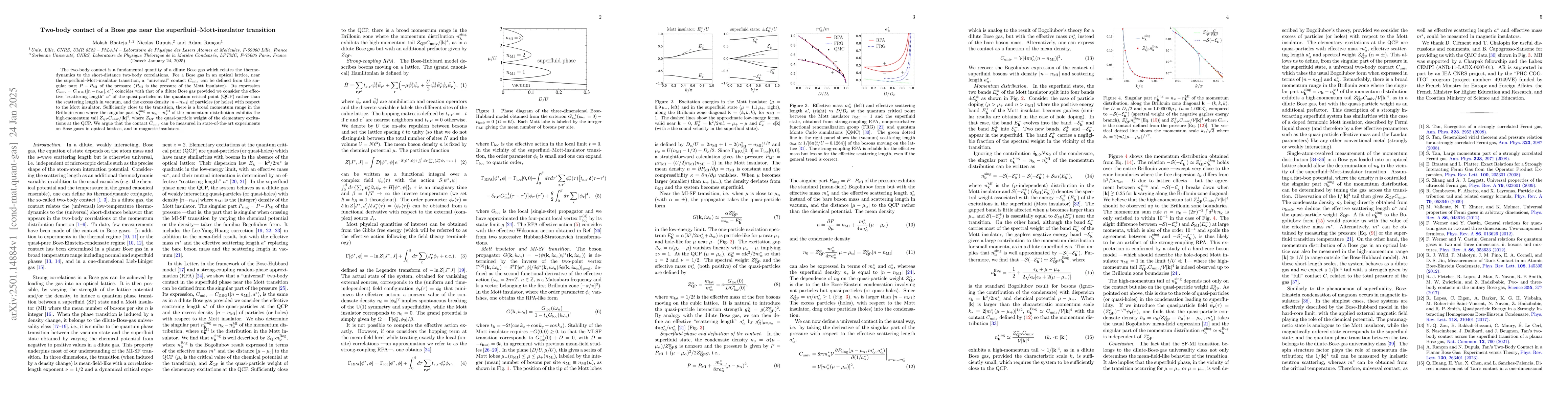 Thumbnail for Two-body contact of a Bose gas near the superfluid--Mott-insulator
  transition
