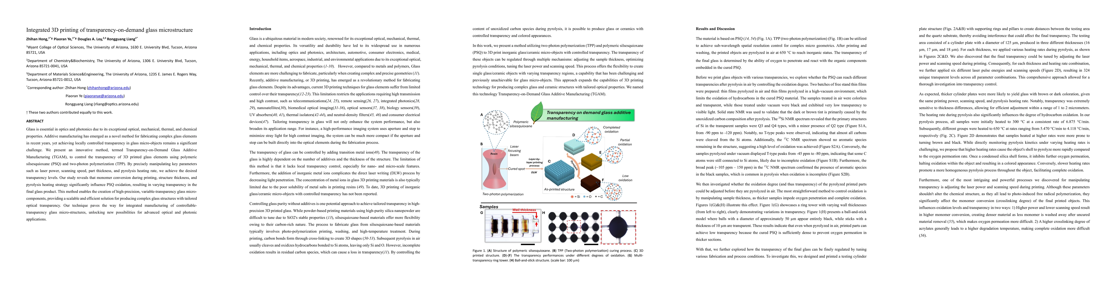 Thumbnail for Integrated 3D printing of transparency-on-demand glass microstructure