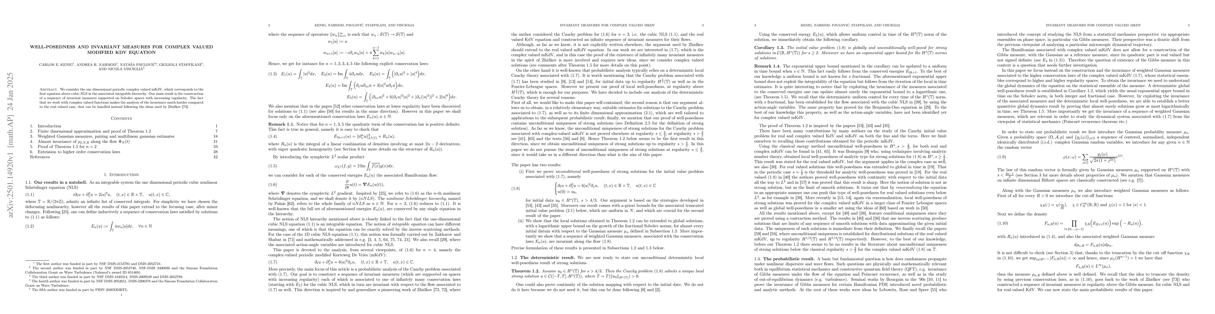 Thumbnail for Well-posedness and invariant measures for complex valued modified KdV
  equation