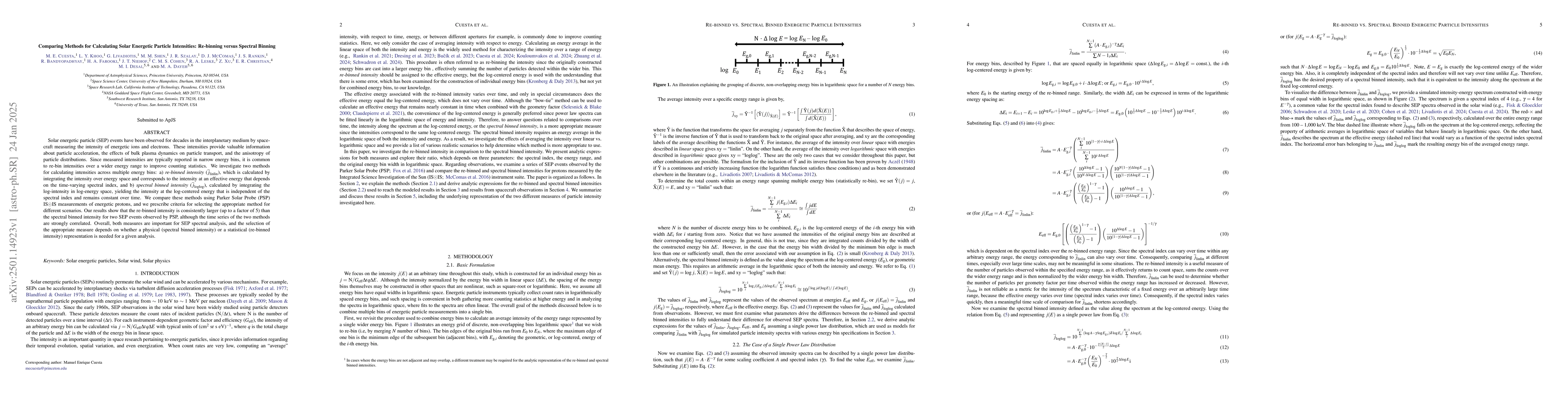 Thumbnail for Comparing Methods for Calculating Solar Energetic Particle Intensities:
  Re-binning versus Spectral Binning
