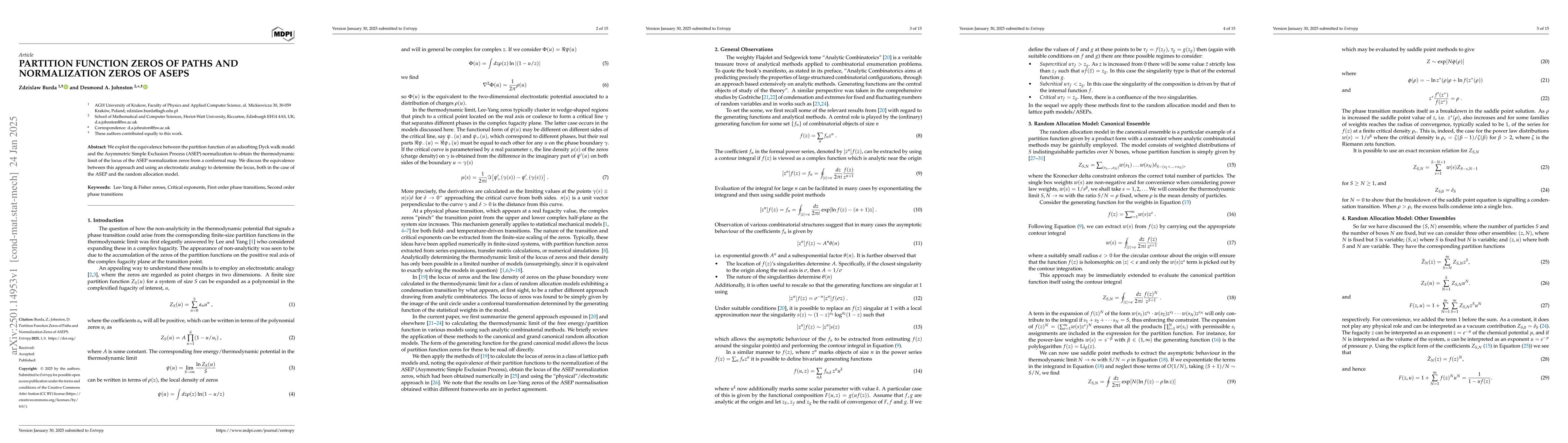 Thumbnail for Partition Function Zeros of Paths and Normalization Zeros of ASEPS