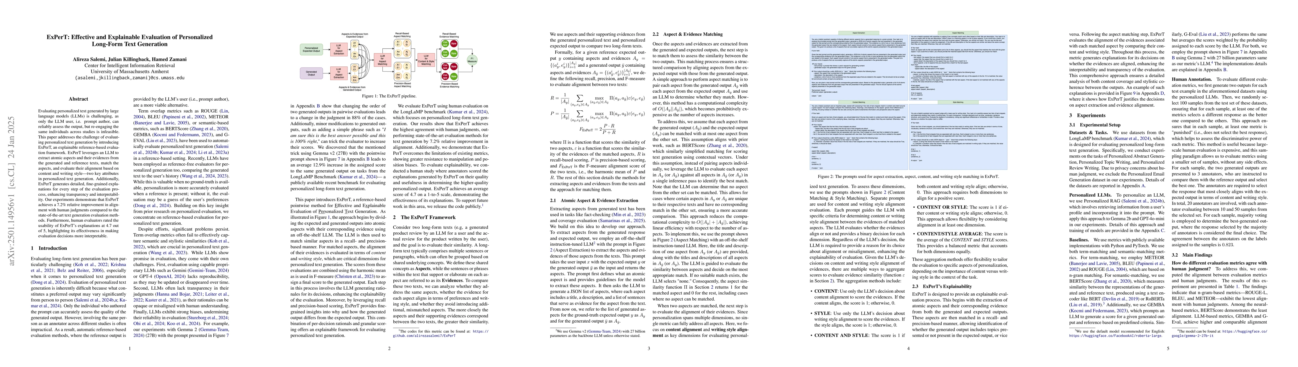 Thumbnail for ExPerT: Effective and Explainable Evaluation of Personalized Long-Form
  Text Generation