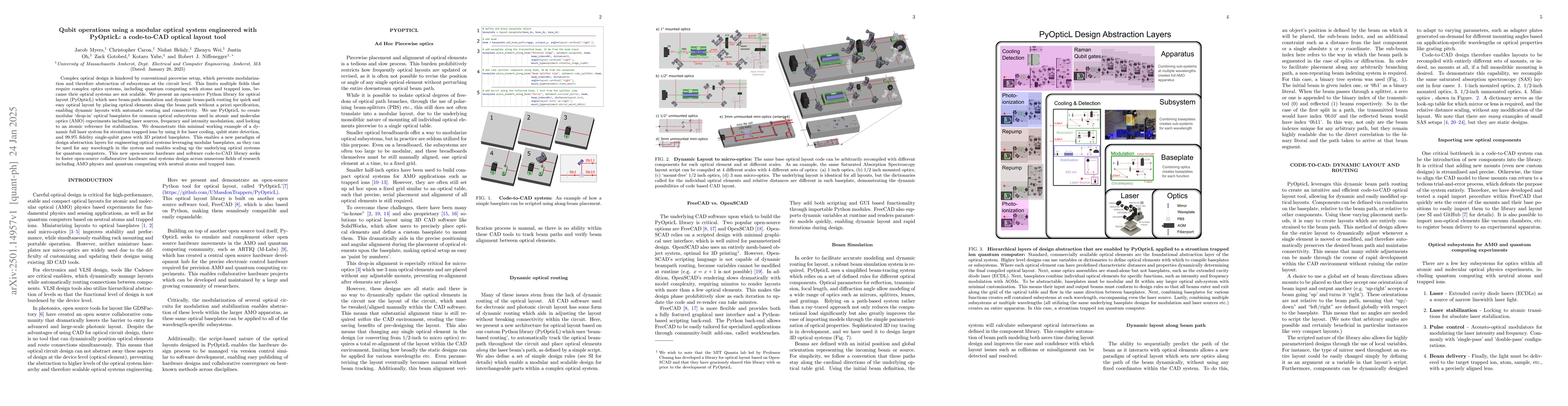Thumbnail for Qubit operations using a modular optical system engineered with
  PyOpticL: a code-to-CAD optical layout tool