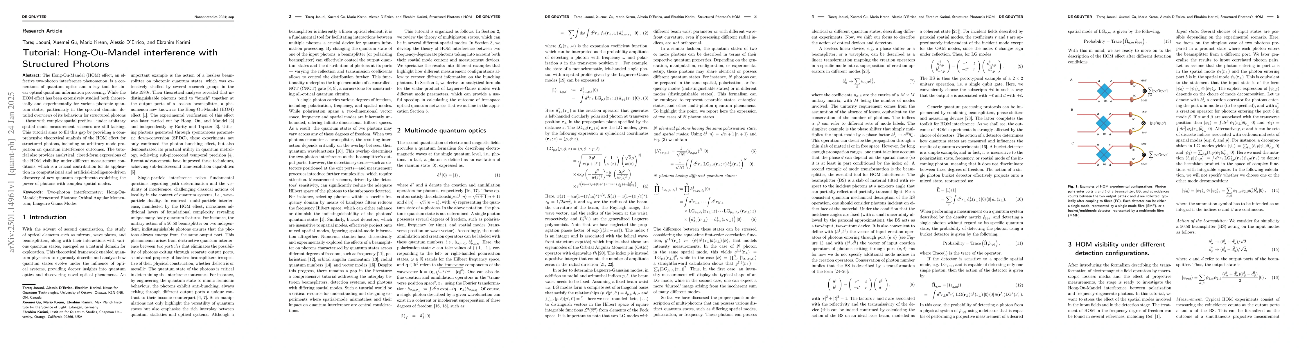 Thumbnail for Tutorial: Hong-Ou-Mandel interference with Structured Photons