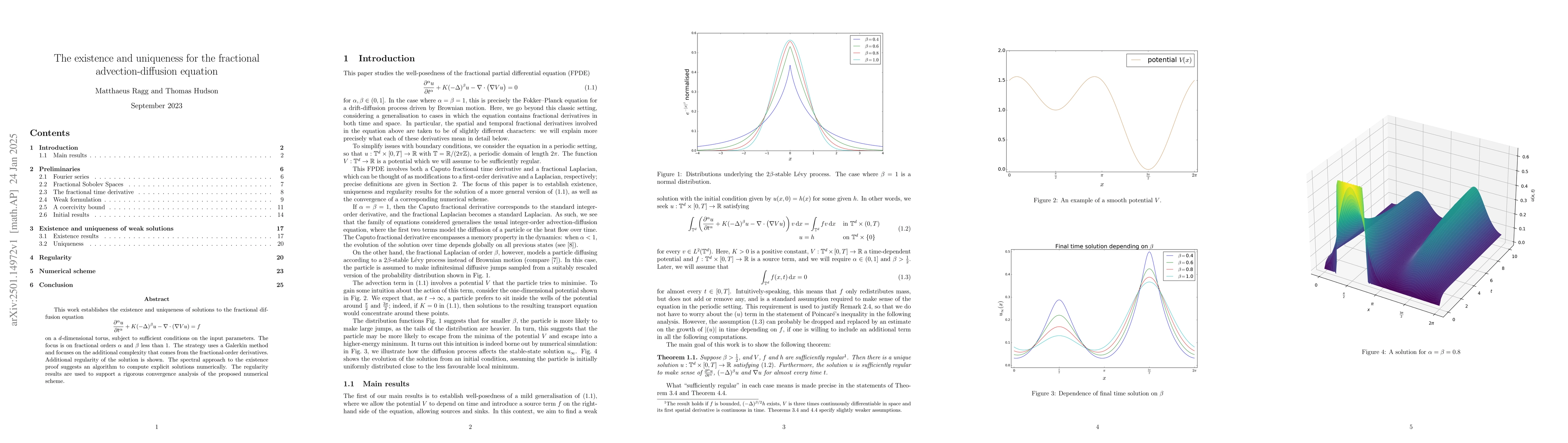 Thumbnail for The existence and uniqueness for the fractional advection-diffusion
  equation