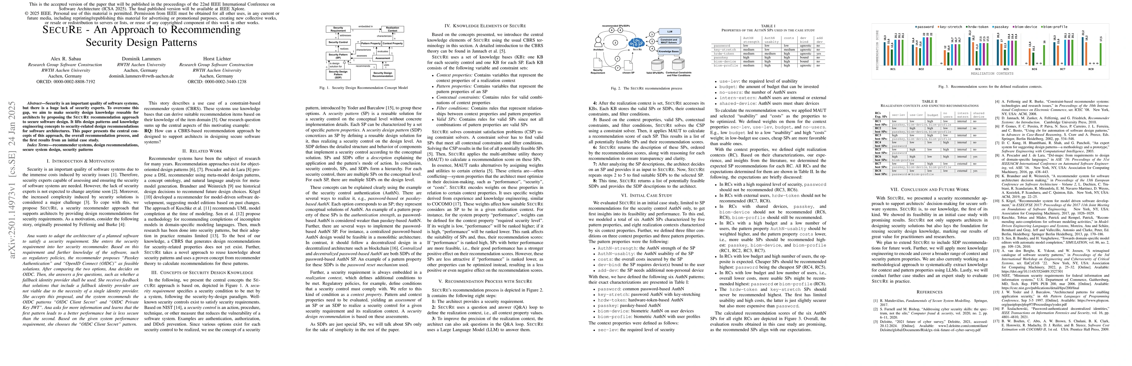 Thumbnail for SecuRe -- An Approach to Recommending Security Design Patterns