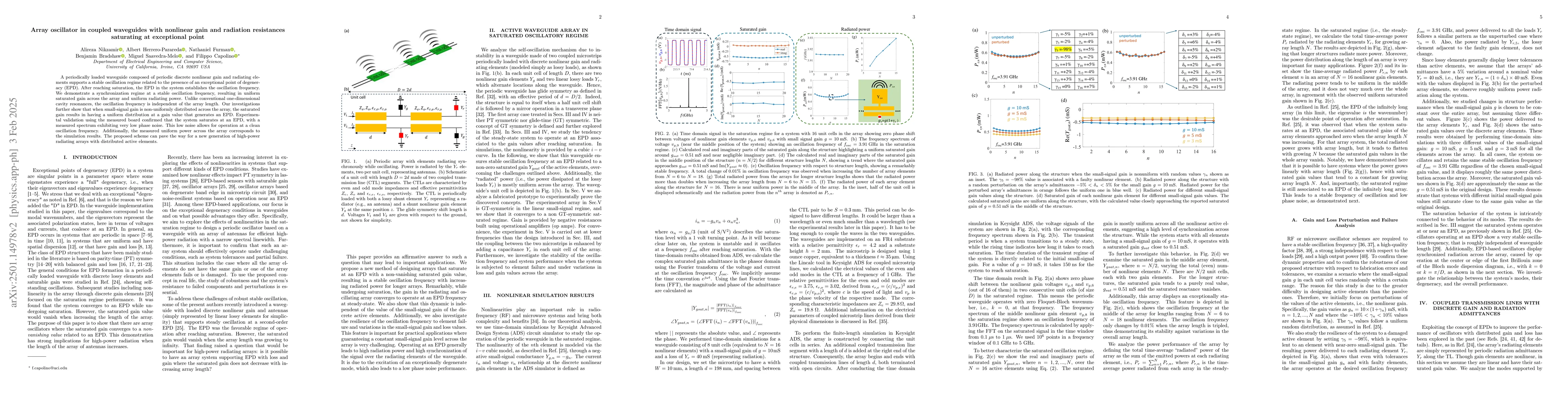 Thumbnail for Array oscillator in coupled waveguides with nonlinear gain and radiation
  resistances saturating at exceptional point