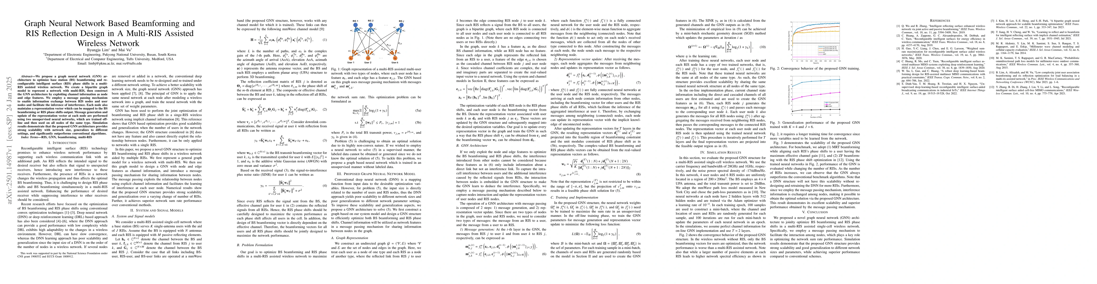 Thumbnail for Graph Neural Network Based Beamforming and RIS Reflection Design in A
  Multi-RIS Assisted Wireless Network