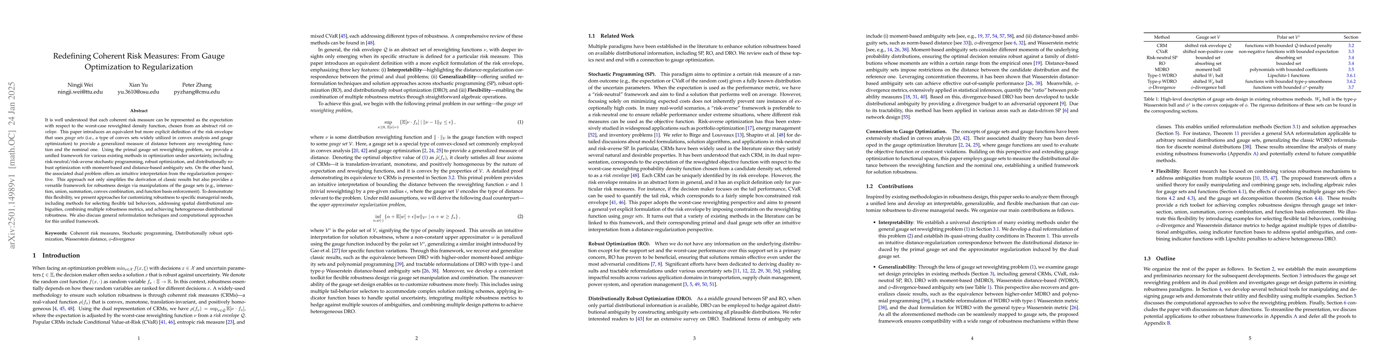 Thumbnail for Redefining Coherent Risk Measures: From Gauge Optimization to
  Regularization