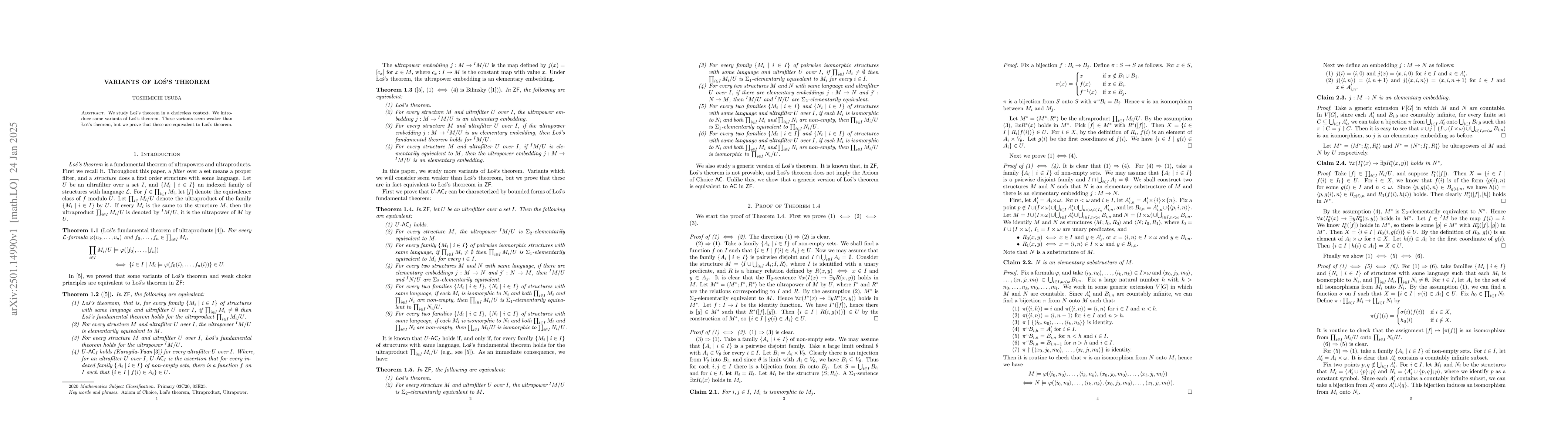 Thumbnail for Variants of Łoś's Theorem