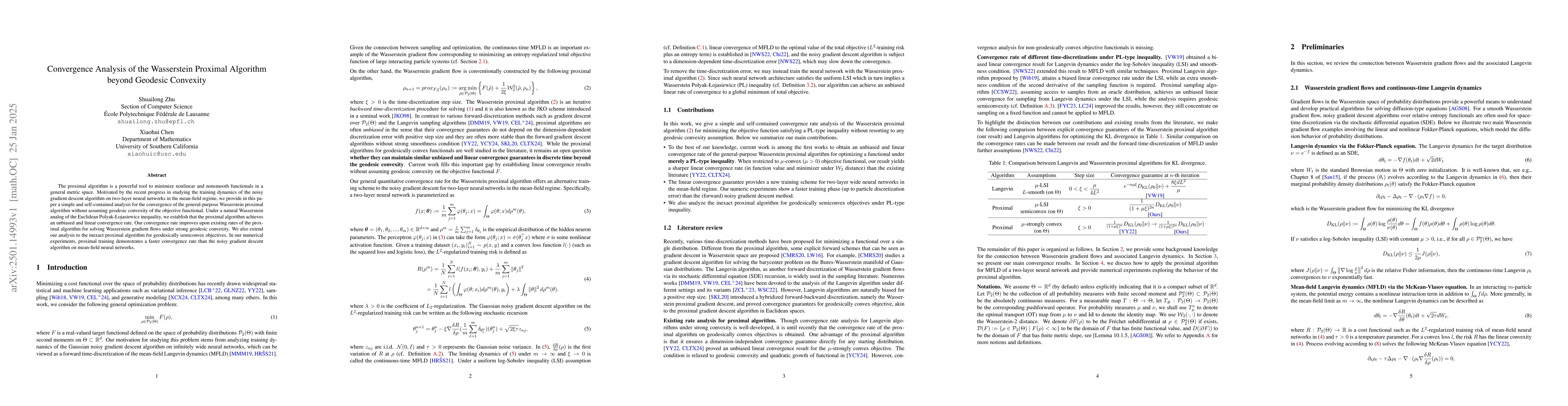 Thumbnail for Convergence Analysis of the Wasserstein Proximal Algorithm beyond
  Geodesic Convexity