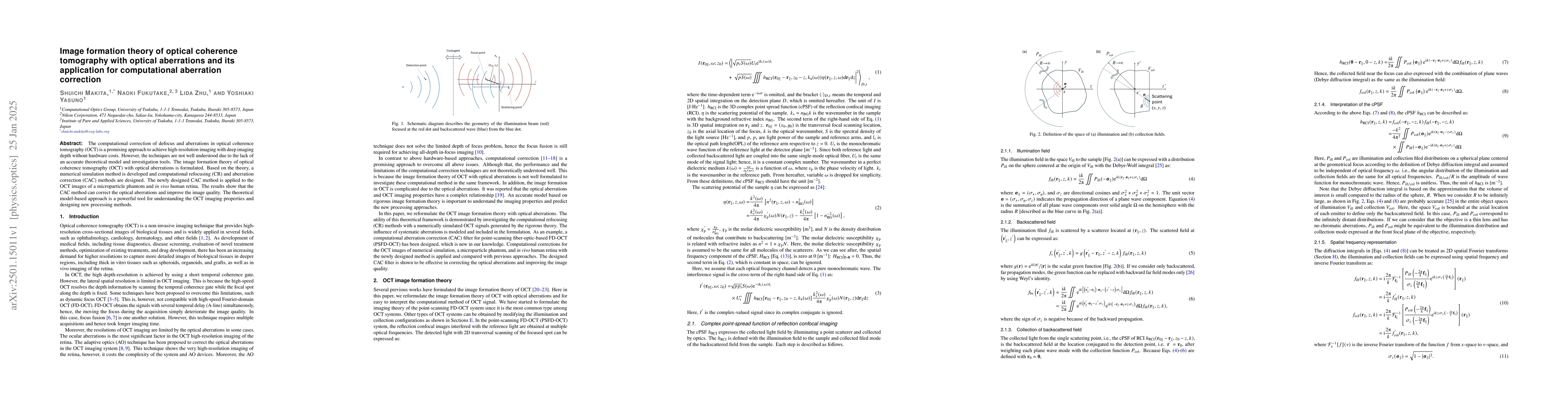 Thumbnail for Image formation theory of optical coherence tomography with optical
  aberrations and its application for computational aberration correction