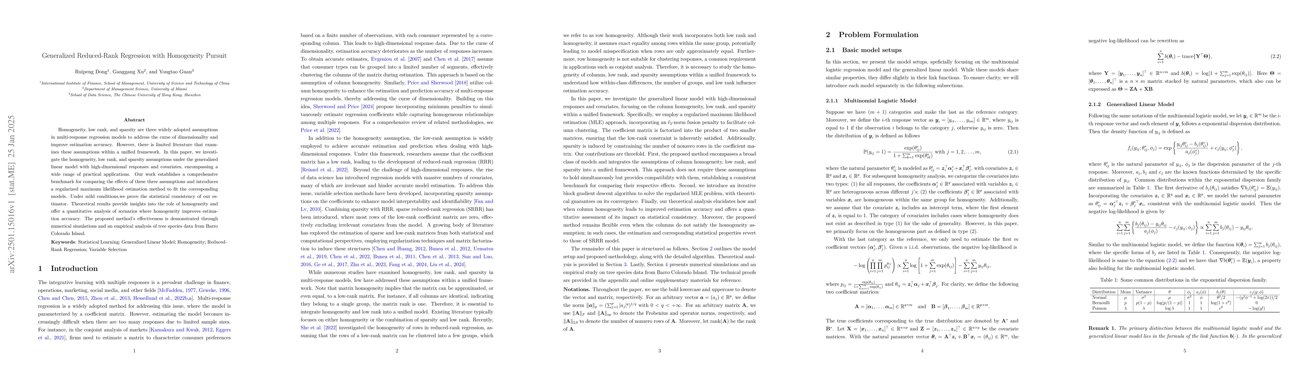 Thumbnail for Generalized Reduced-Rank Regression with Homogeneity Pursuit