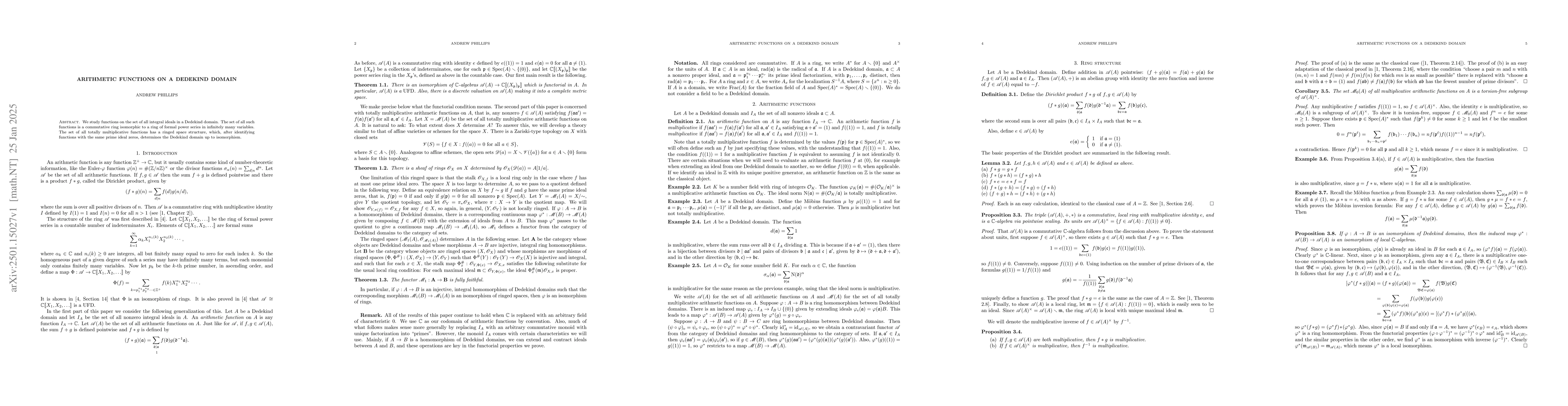 Thumbnail for Arithmetic functions on a Dedekind domain