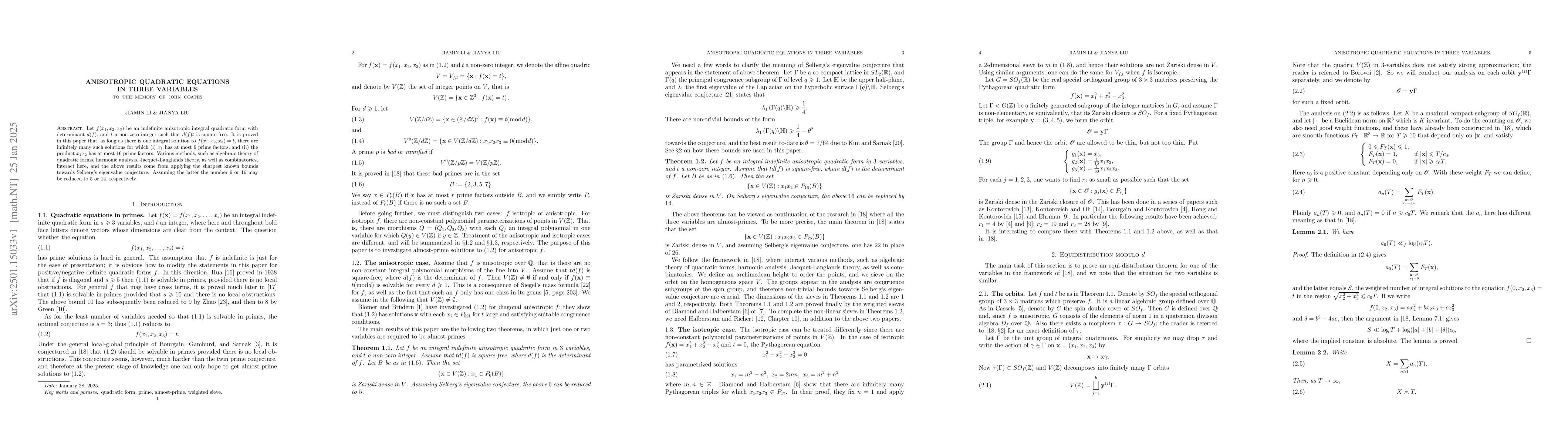 Thumbnail for Anisotropic quadratic equations in three variables