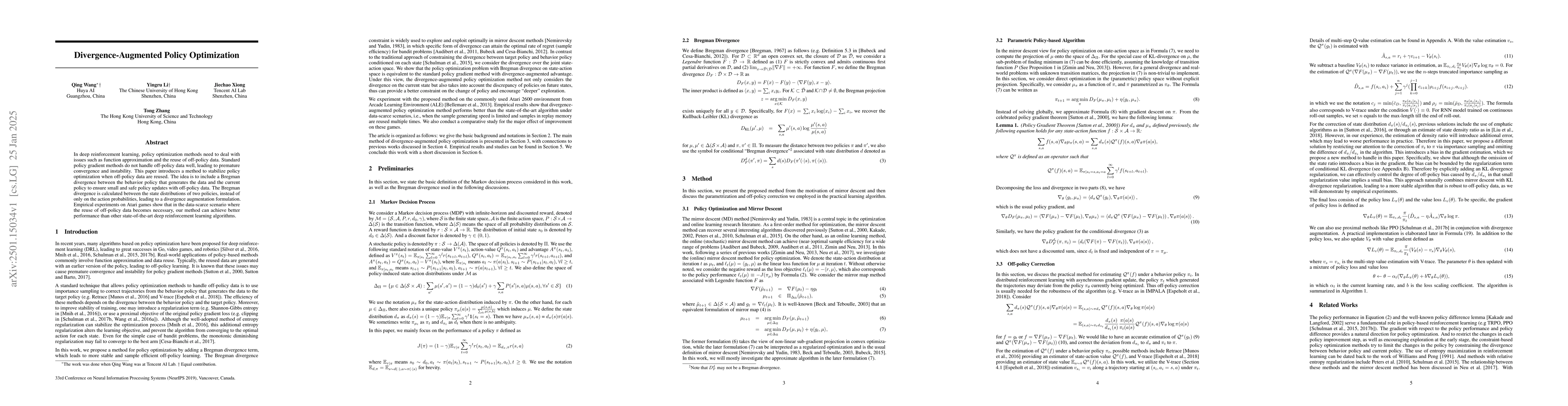 Thumbnail for Divergence-Augmented Policy Optimization