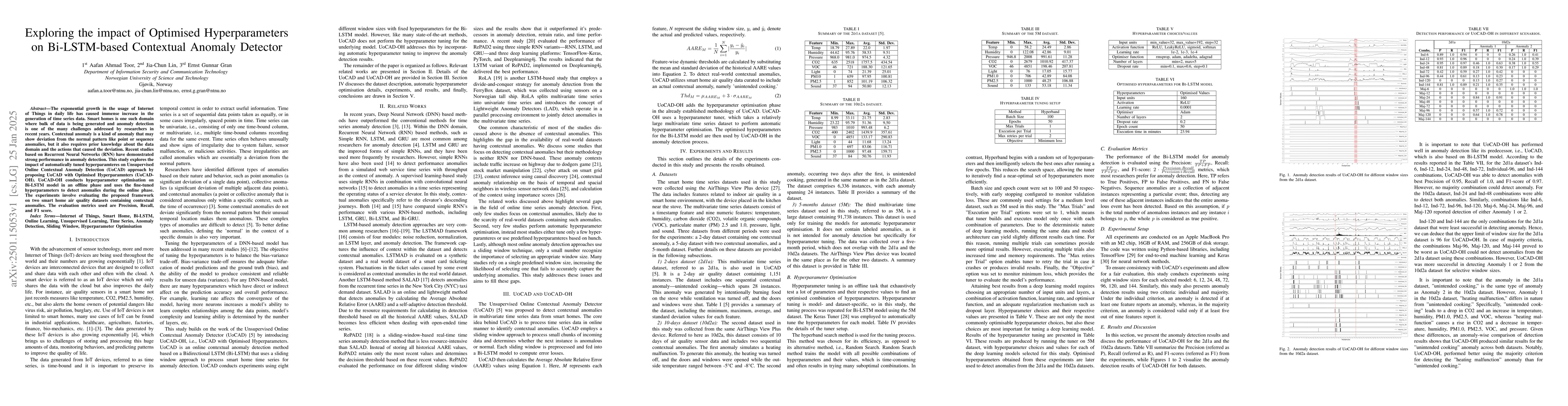 Thumbnail for Exploring the impact of Optimised Hyperparameters on Bi-LSTM-based
  Contextual Anomaly Detector