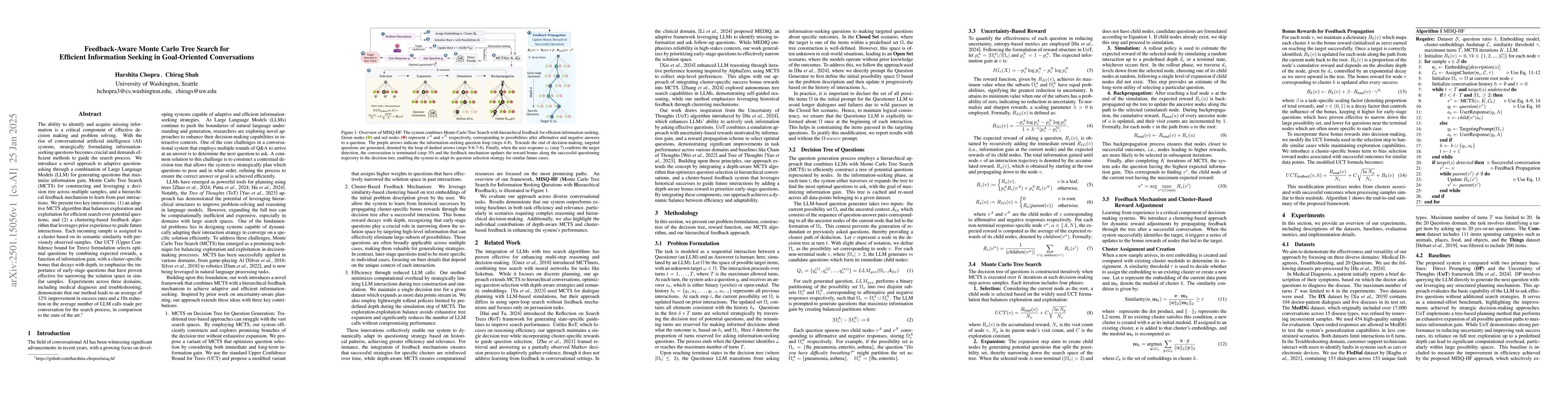 Thumbnail for Feedback-Aware Monte Carlo Tree Search for Efficient Information Seeking
  in Goal-Oriented Conversations