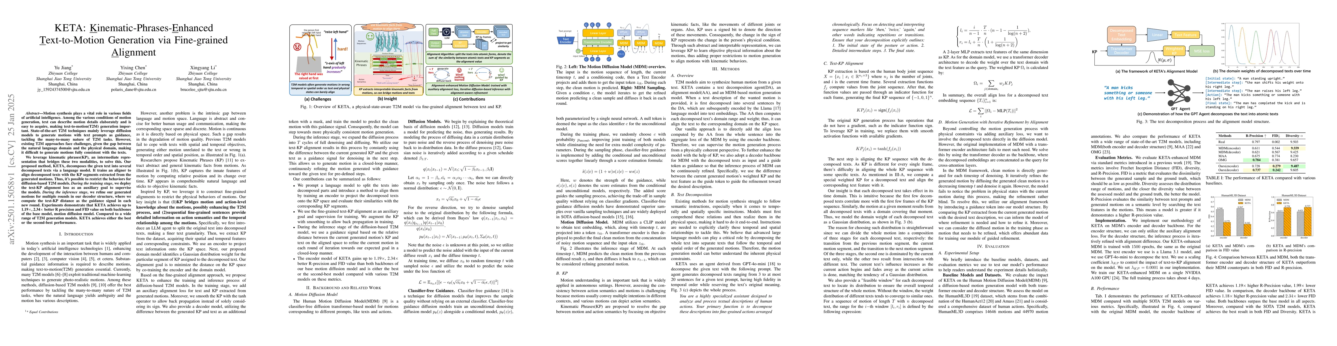 Thumbnail for KETA: Kinematic-Phrases-Enhanced Text-to-Motion Generation via
  Fine-grained Alignment