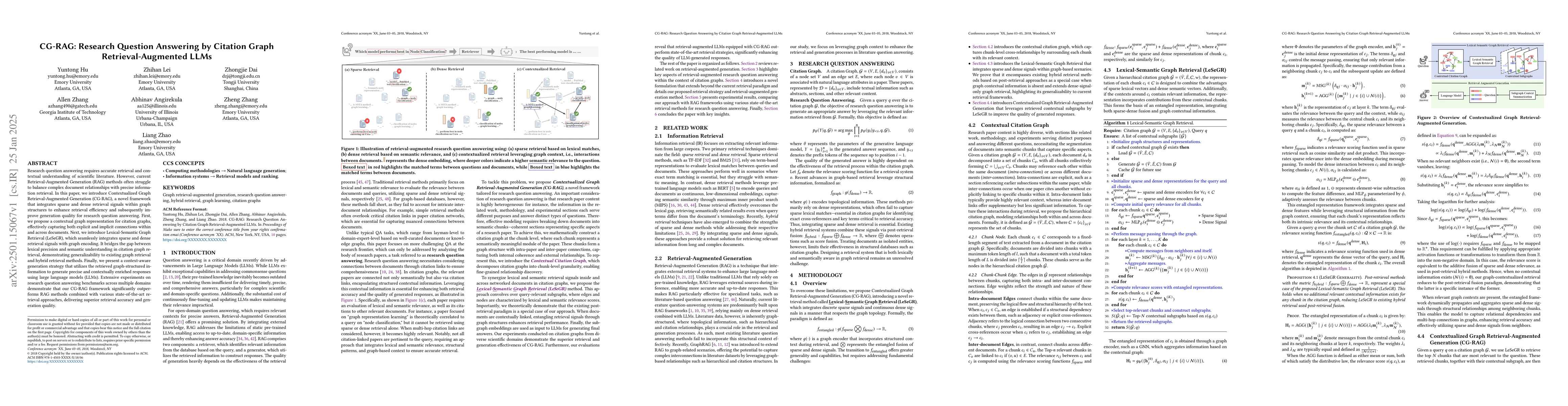 Thumbnail for CG-RAG: Research Question Answering by Citation Graph
  Retrieval-Augmented LLMs