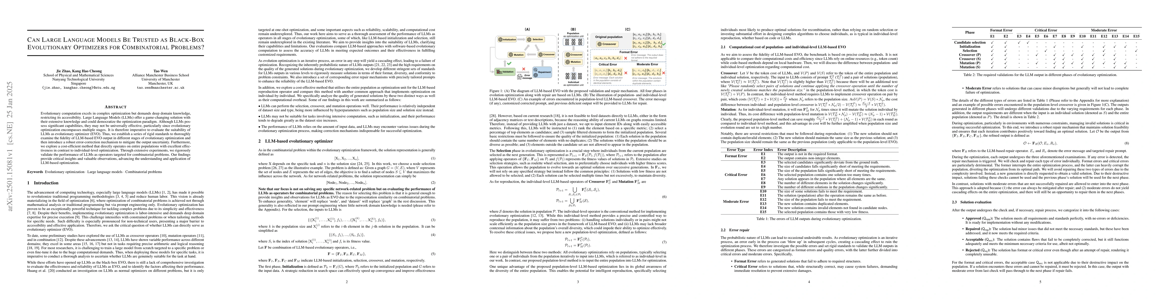 Thumbnail for Can Large Language Models Be Trusted as Black-Box Evolutionary
  Optimizers for Combinatorial Problems?