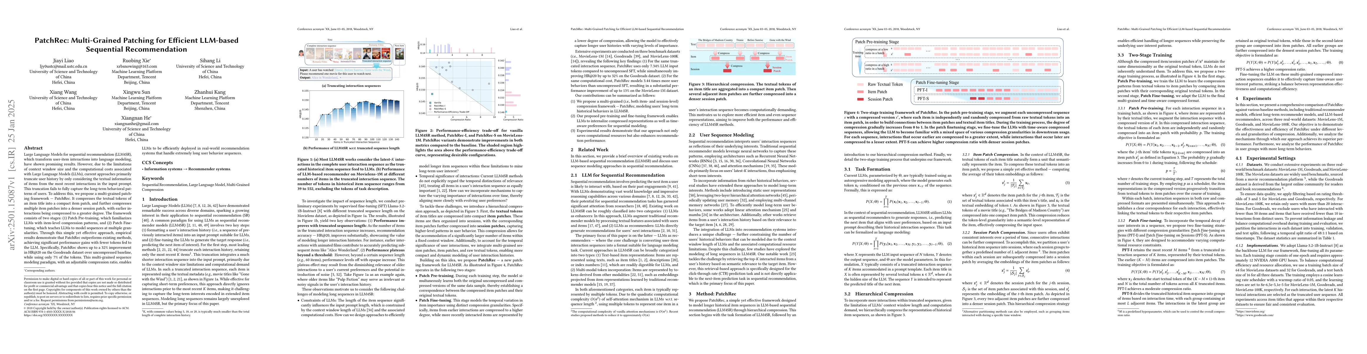 Thumbnail for PatchRec: Multi-Grained Patching for Efficient LLM-based Sequential
  Recommendation