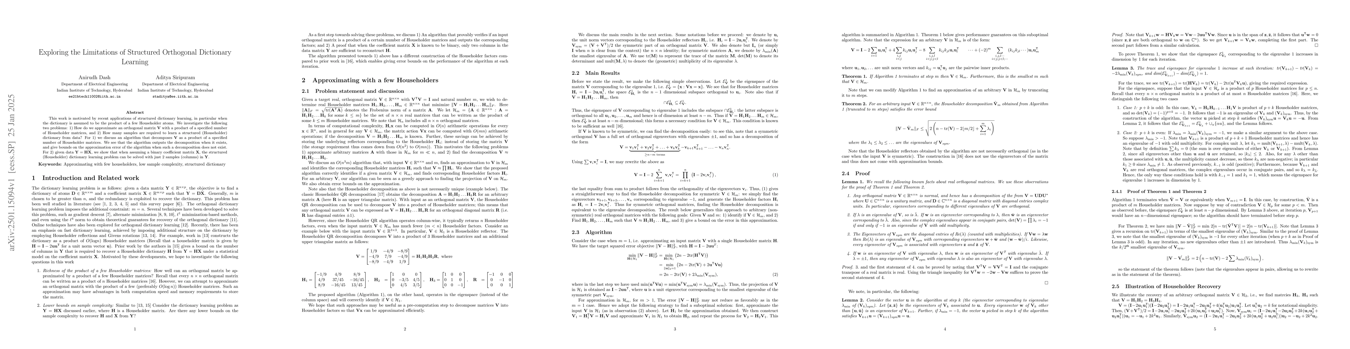 Thumbnail for Exploring the Limitations of Structured Orthogonal Dictionary Learning