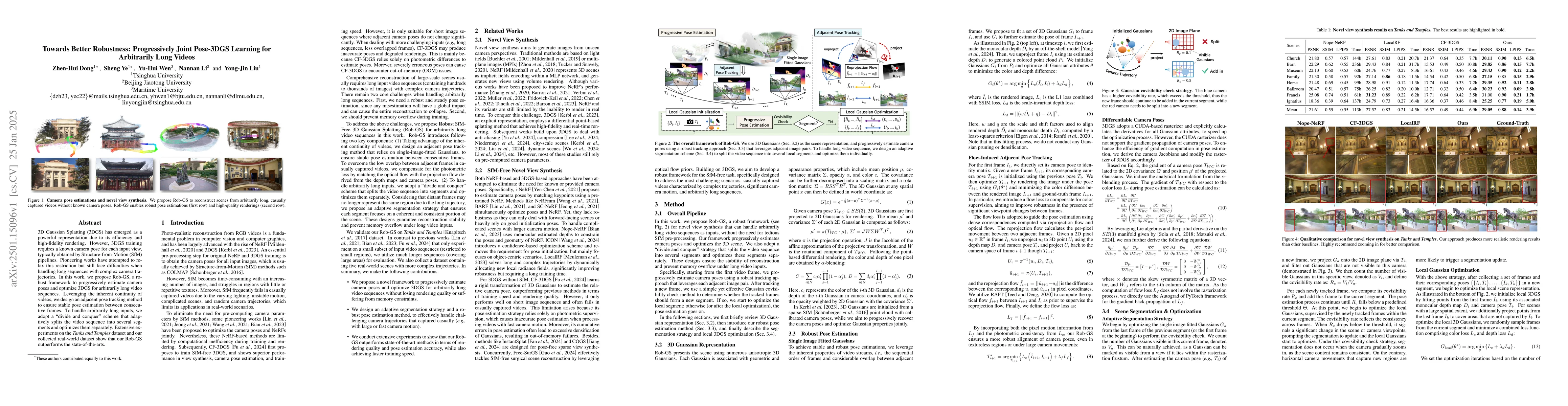 Thumbnail for Towards Better Robustness: Progressively Joint Pose-3DGS Learning for
  Arbitrarily Long Videos