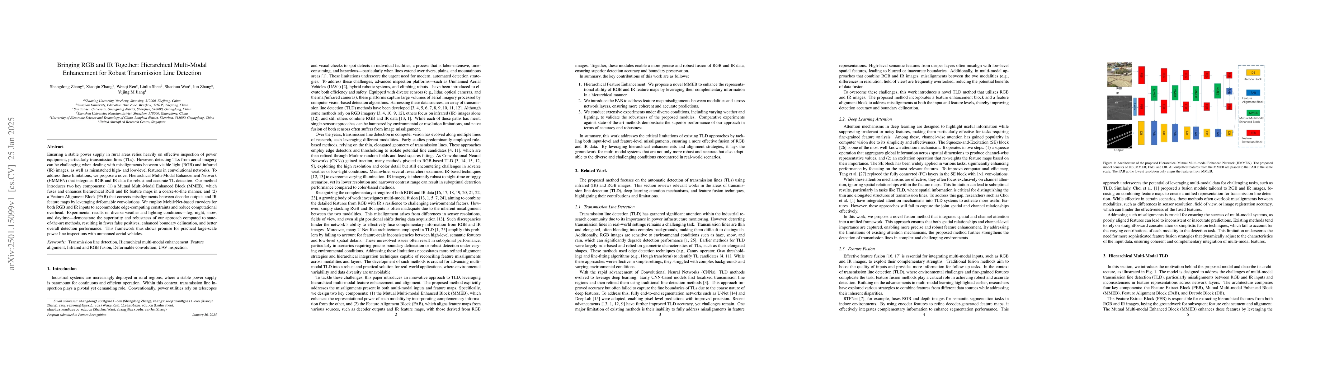 Thumbnail for Bringing RGB and IR Together: Hierarchical Multi-Modal Enhancement for
  Robust Transmission Line Detection