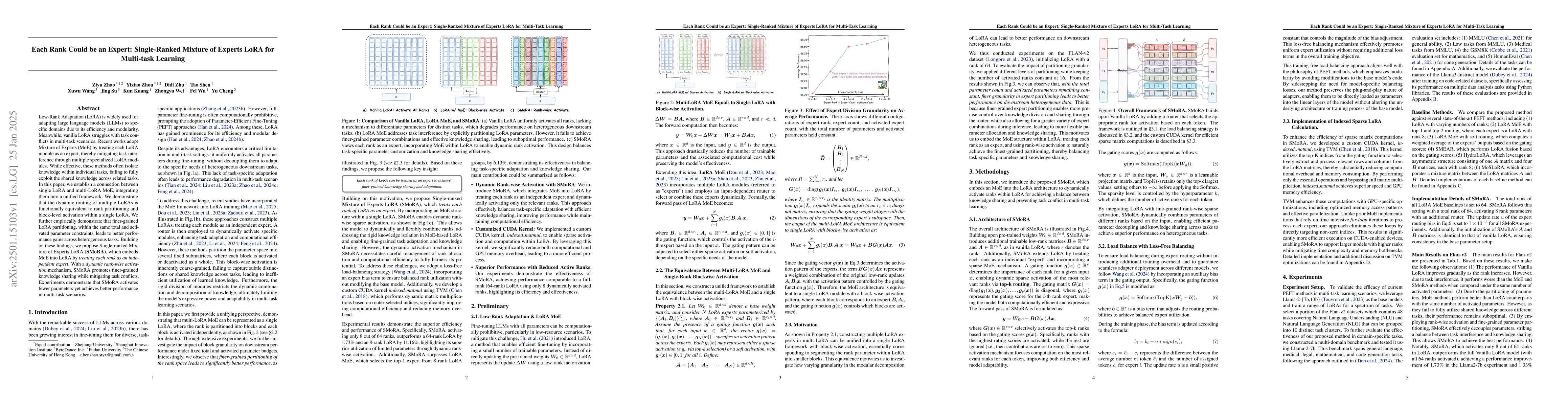 Thumbnail for Each Rank Could be an Expert: Single-Ranked Mixture of Experts LoRA for
  Multi-Task Learning