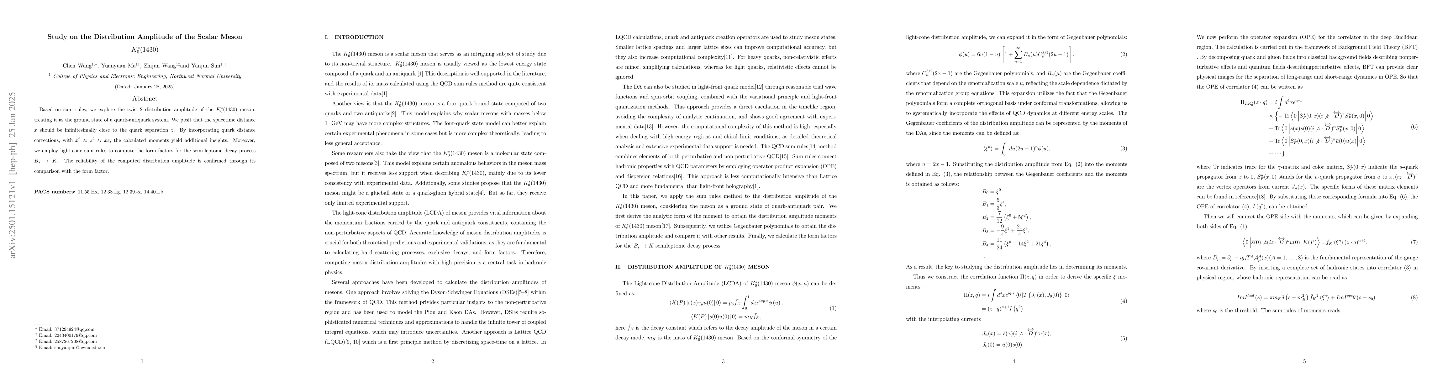 Thumbnail for Study on the Distribution Amplitude of the Scalar Meson $K_0^*(1430)$