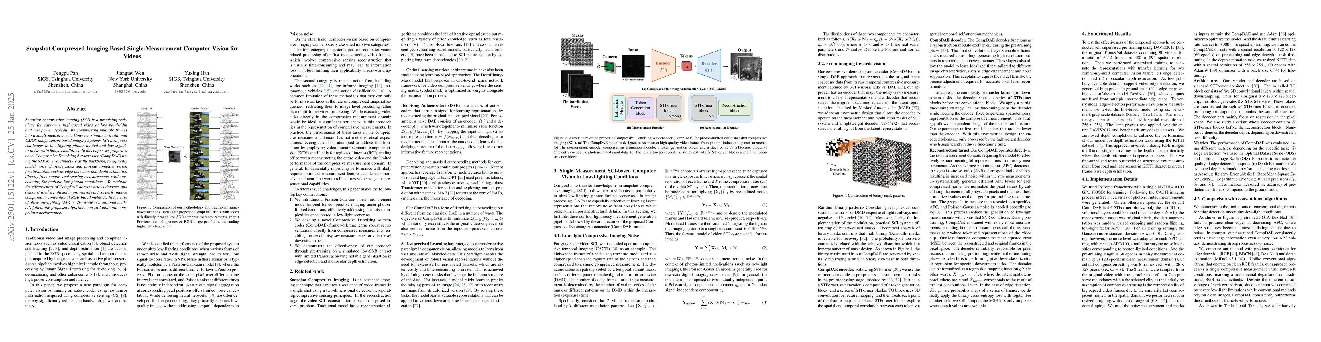 Thumbnail for Snapshot Compressed Imaging Based Single-Measurement Computer Vision for
  Videos