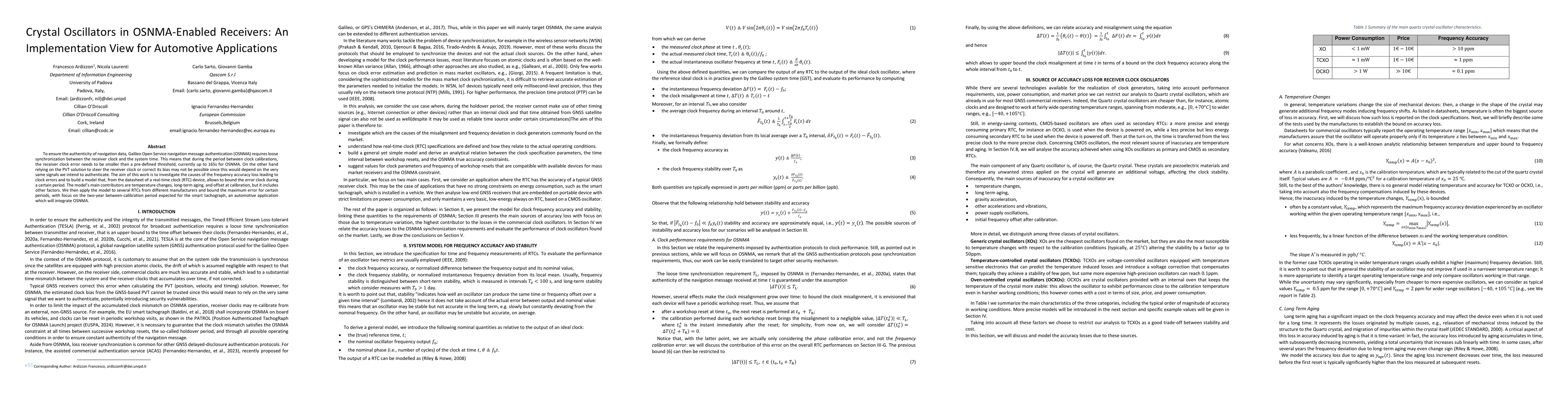 Thumbnail for Crystal Oscillators in OSNMA-Enabled Receivers: An Implementation View
  for Automotive Applications
