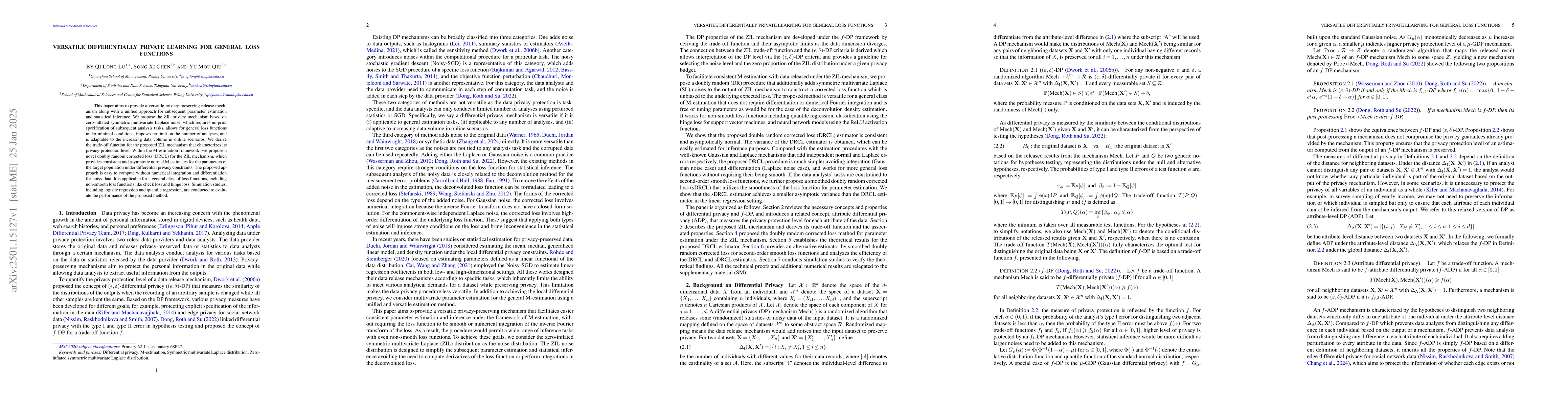 Thumbnail for Versatile Differentially Private Learning for General Loss Functions