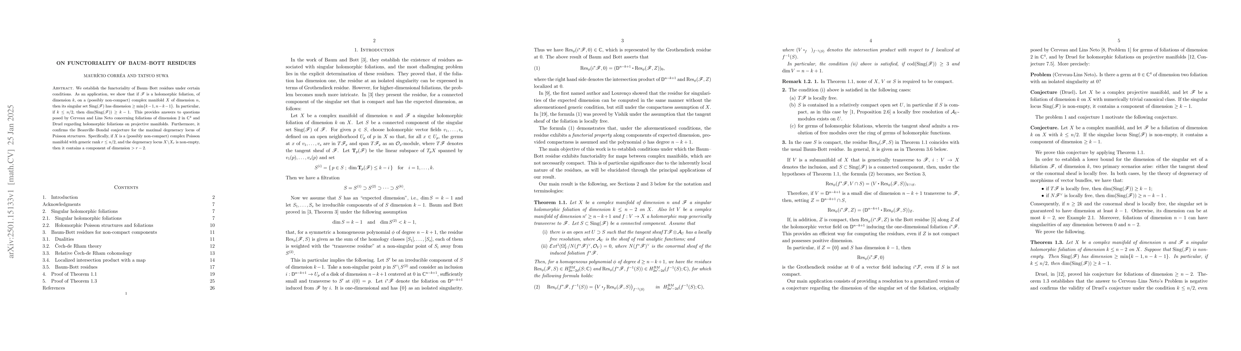 Thumbnail for On functoriality of Baum-Bott residues