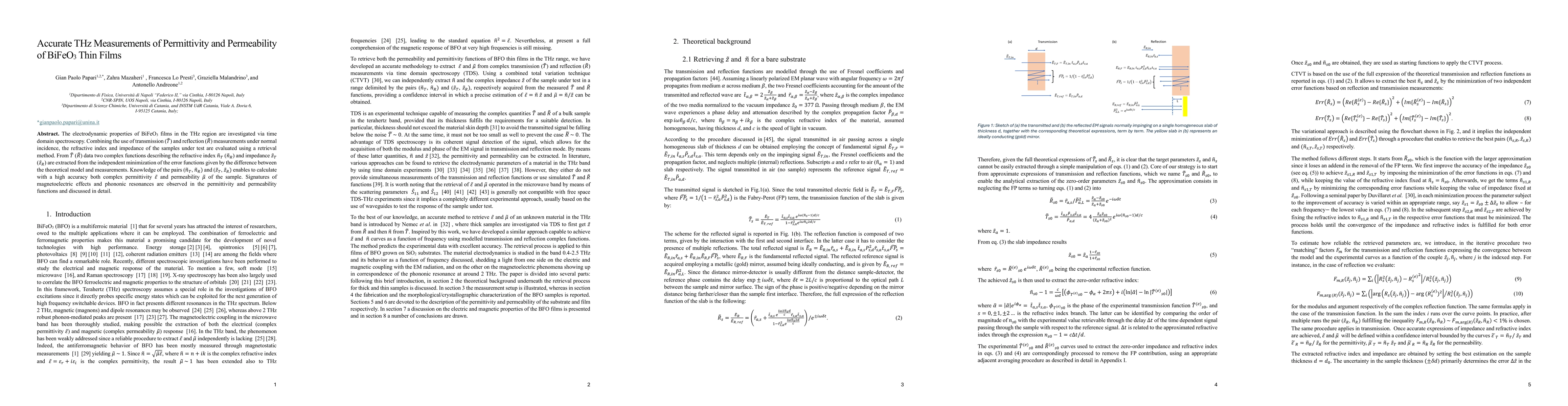 Thumbnail for Accurate THz Measurements of Permittivity and Permeability of BiFeO$_3$
  Thin Films